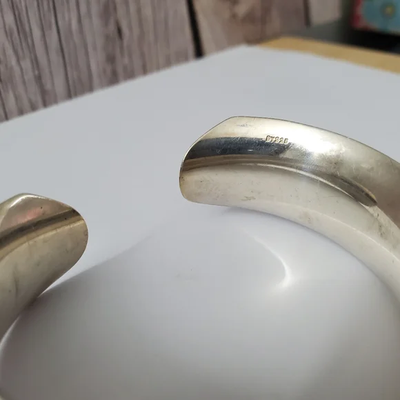Sculpted Elegance Sterling Silver 925 Cuff Bracelet
